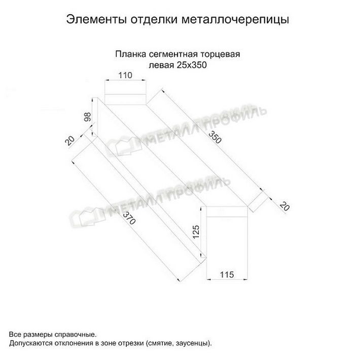 планка металлпрофиль сегментная торцевая левая norman 0,5 мм (350мм) чистый белый Купить планка металлпрофиль сегментная торцевая левая norman 0,5 мм (350мм) чистый белый