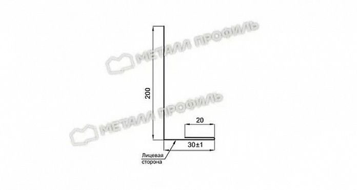 Купить планка металлпрофиль карнизного свеса ecosteel 0.5 мм 200х30 (2м)