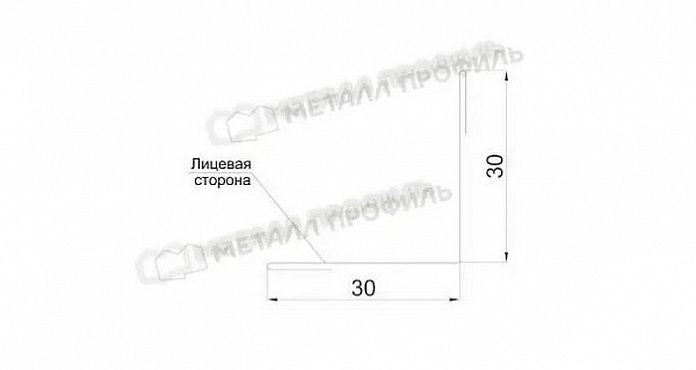 Купить планка металлпрофиль угла внутреннего ecosteel 0.5 мм 30х30 (3м)