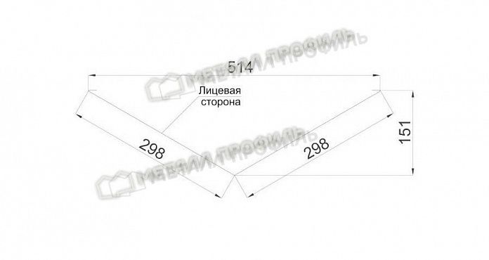 Купить планка металлпрофиль ендовы нижняя полиэстр 0,4 мм 298х298 (2м)