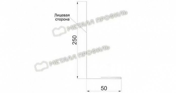 Купить планка металлпрофиль карнизного свеса сложная ecosteel 0.5 мм 250х50 (2м)