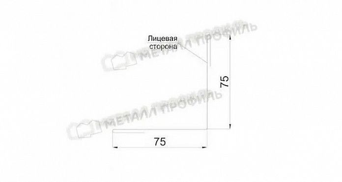Купить планка металлпрофиль угла внутреннего ecosteel 0.5 мм 75х75 (2м)
