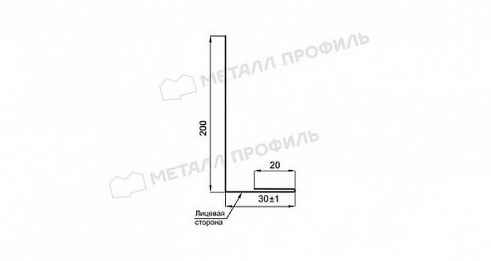 Купить планка металлпрофиль карнизного свеса pe 0,45 мм (200*30) (2м)